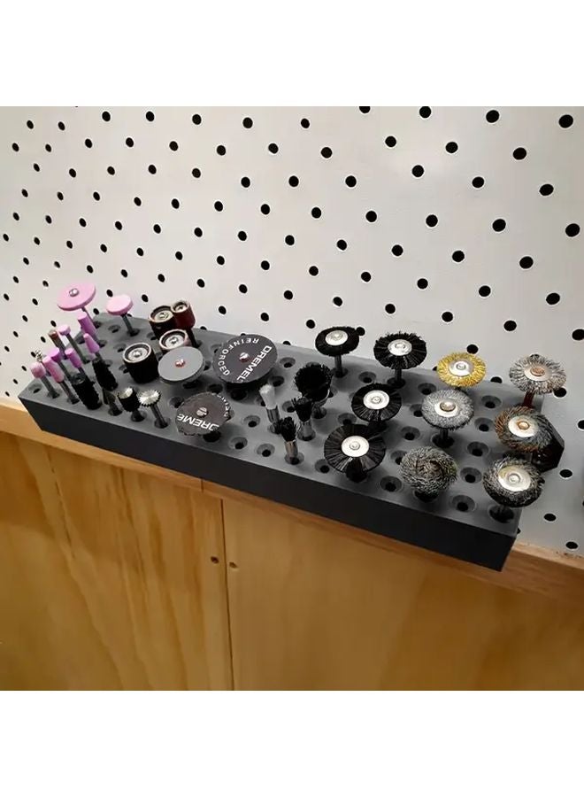 Black Wall Mounted Drill Bit Holder Heavy Duty Metal Stand Tool Storage - Image 2