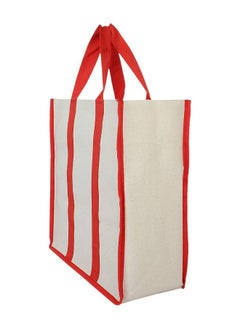 Kuber Industries Kuber Industries Heavy Duty Canvas Shopping Bags | Reusable Tote Vegetable Organizer for Market | Foldable and Portable Handbag with Zip | Carry Bag and Thela for Grocery | Sabji | Travelling (Red)  - Image 3
