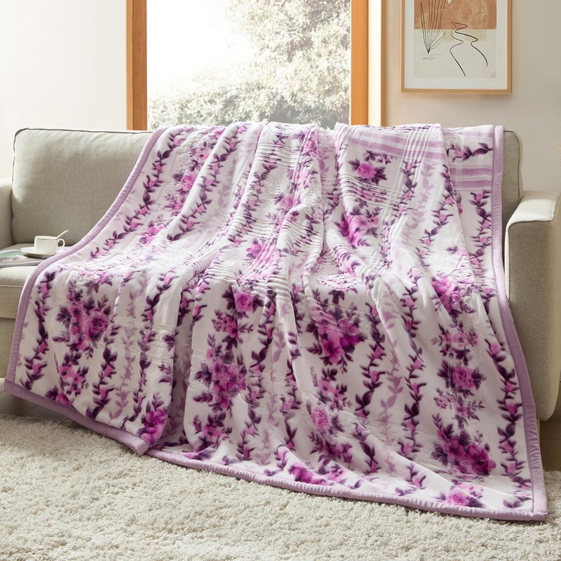 Nestl Korean Mink Blanket King Size - 12 Lbs Velvet Fleece Korean Blanket - 2 Ply Warm & Thick Winter Blanket - Wrinkle & Fade Resistant - 87 x 94 Inches (Lavender) - Image 1