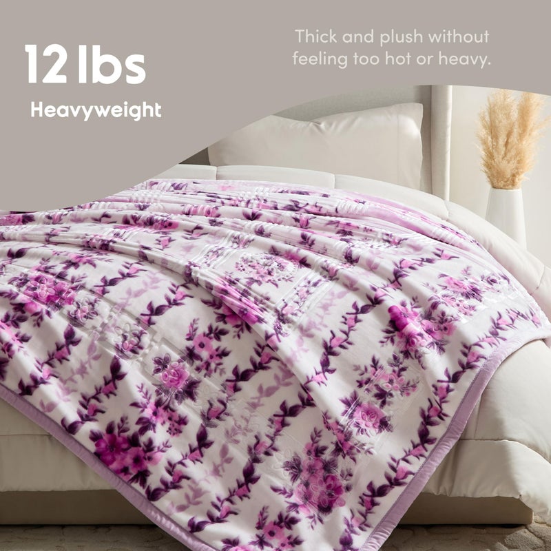Nestl Korean Mink Blanket King Size - 12 Lbs Velvet Fleece Korean Blanket - 2 Ply Warm & Thick Winter Blanket - Wrinkle & Fade Resistant - 87 x 94 Inches (Lavender) - Image 4