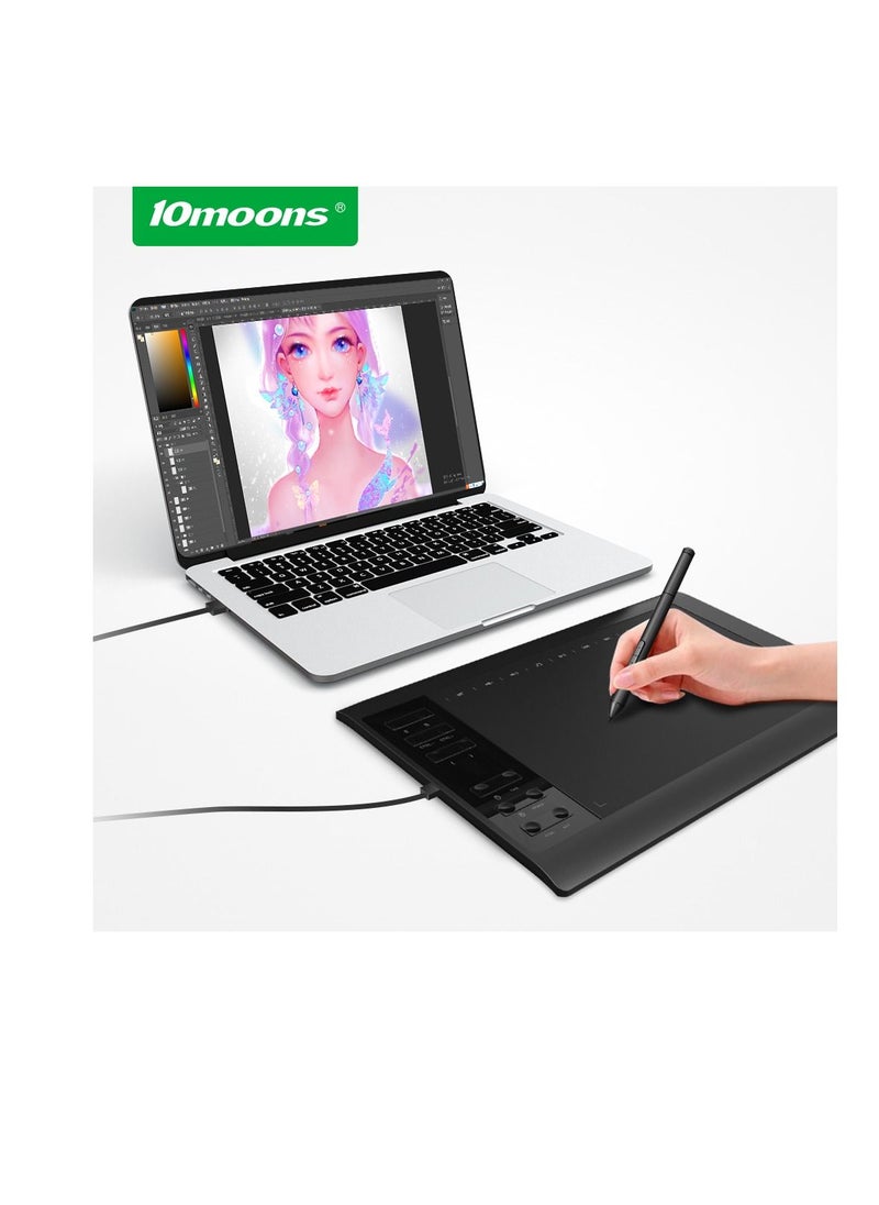 Generic - G10 Digital Art Graphics Drawing Tablet 10 x 6 Inches Ultralight Art Creation Sketch with Battery-free Stylus 8 Pen Nibs 8192 Levels Pressure 10 Express Keys - Image 1