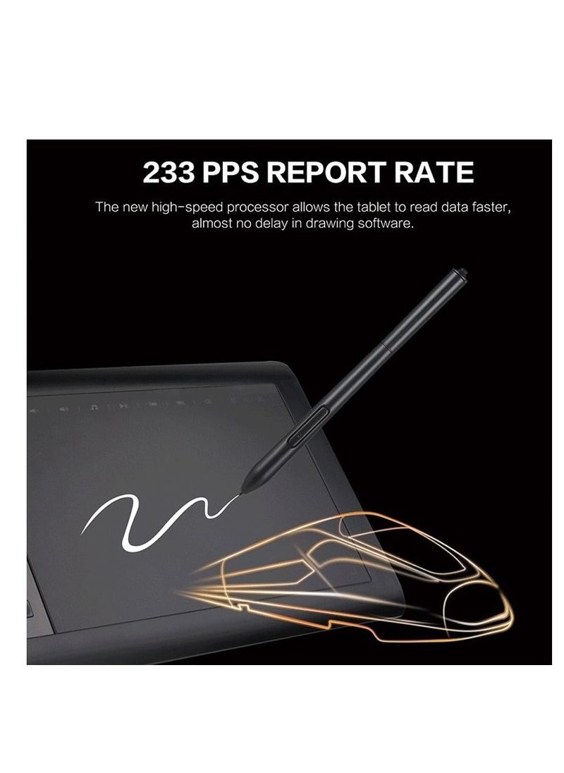 Generic - G10 Digital Art Graphics Drawing Tablet 10 x 6 Inches Ultralight Art Creation Sketch with Battery-free Stylus 8 Pen Nibs 8192 Levels Pressure 10 Express Keys - Image 1