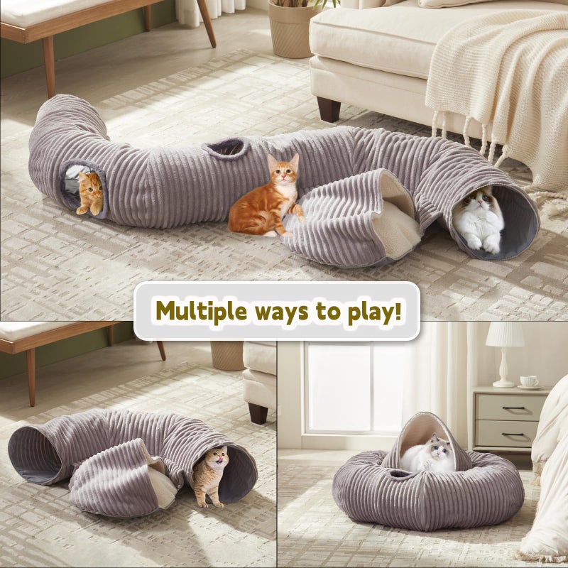 WINDRACING Cat Tunnel Bed for Indoor Cats,Cat Donut Tunnel Toy with Washable Circle Cushion,Blackout Tent, Multifunctional Playground Toys Hideplace for Kitty, Puppy, Rabbit,Ferret - Image 2