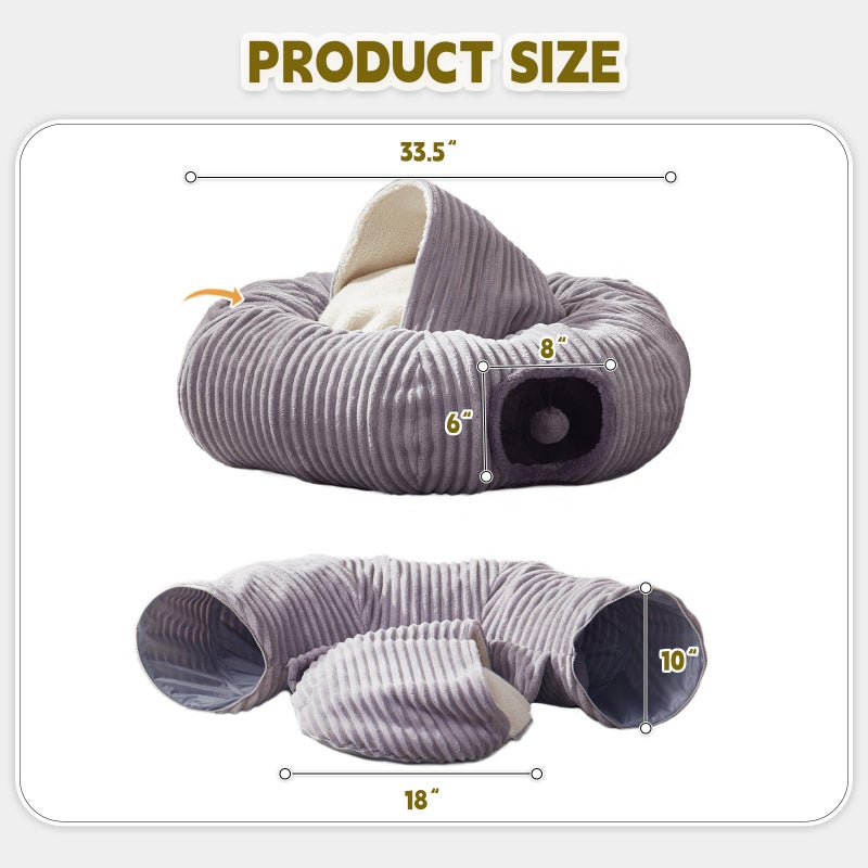 WINDRACING Cat Tunnel Bed for Indoor Cats,Cat Donut Tunnel Toy with Washable Circle Cushion,Blackout Tent, Multifunctional Playground Toys Hideplace for Kitty, Puppy, Rabbit,Ferret - Image 4