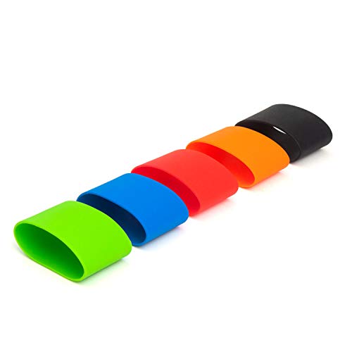 GRIFITI Band Joes Grip Rubber Bands 4 x 2 Inch Flat 8" Circumference 2.54" Diameter 2X Stretch 5 Pack Long Lasting Assorted Colorful Silicone Grip Cooking Grade Heat Cold UV Chemical Resistant Tumblers Thermo Travel Water Bottles Rubberbands - Image 1