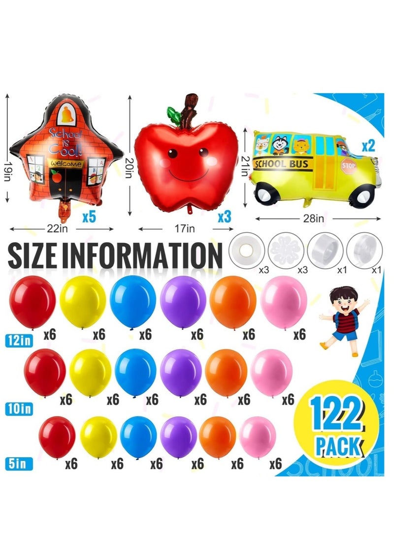 DAILYCHIC 122 Packs Back to School Balloon Garland Arch Kit,School Bus House Red Fruit Foil Balloons Colorful Balloons First Day of School Classroom Party Decorations for Student Back to School Party - Image 2