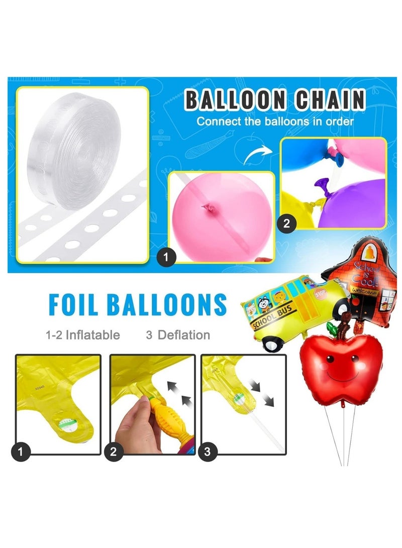 DAILYCHIC 122 Packs Back to School Balloon Garland Arch Kit,School Bus House Red Fruit Foil Balloons Colorful Balloons First Day of School Classroom Party Decorations for Student Back to School Party - Image 3