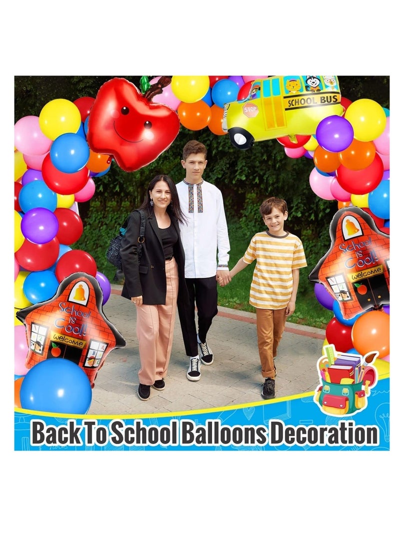 DAILYCHIC 122 Packs Back to School Balloon Garland Arch Kit,School Bus House Red Fruit Foil Balloons Colorful Balloons First Day of School Classroom Party Decorations for Student Back to School Party - Image 4