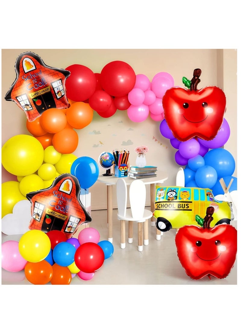 DAILYCHIC 122 Packs Back to School Balloon Garland Arch Kit,School Bus House Red Fruit Foil Balloons Colorful Balloons First Day of School Classroom Party Decorations for Student Back to School Party - Image 5