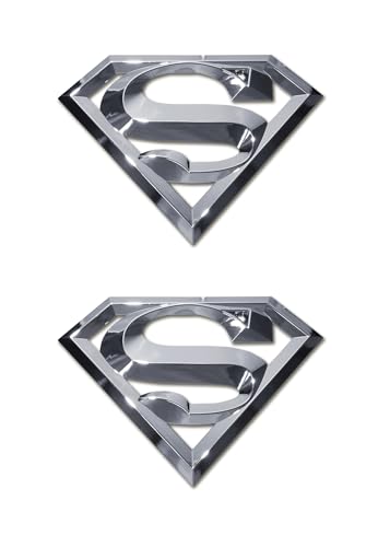 Elektroplate Officially Licensed 2 Mini DC Comics Superman OEM Chrome Emblems for Motorcycles Watercrafts and Decorations Universal Fit at 225 x 16 Weatherproof 2Pack - Image 1