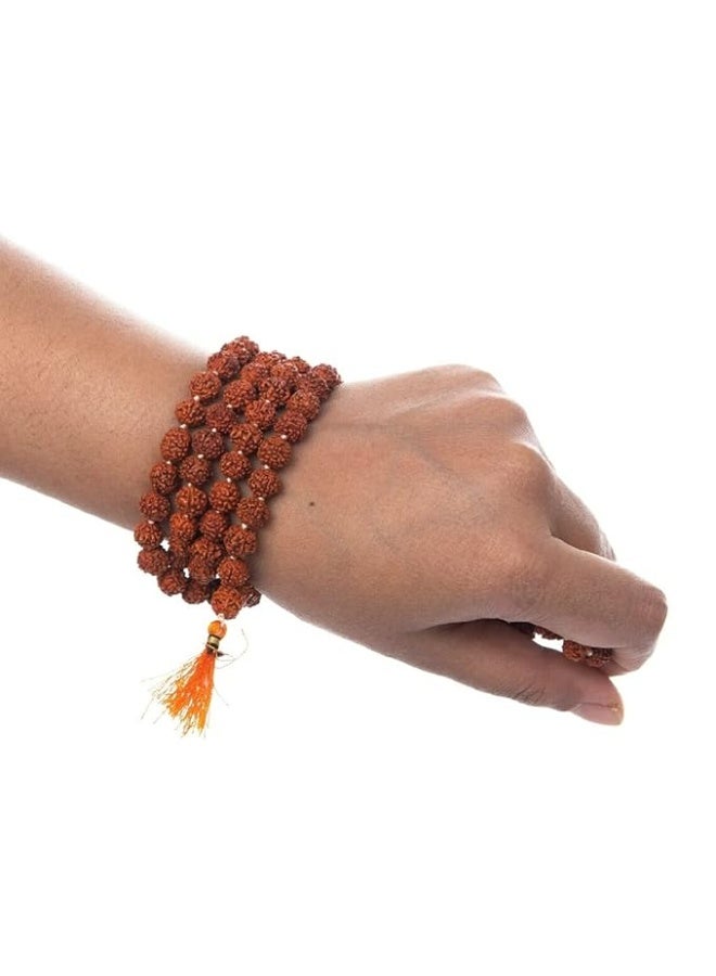 ASTRODIDI 5 Mukhi Rudraksha Mala With Gomukhi Bag for Mantra Jaap and Wearing | Lab Certified 108+1 Beads Five Face Panchmukhi Mala for Men and Women (Color: Brown, Size 7-8 MM) - Image 4