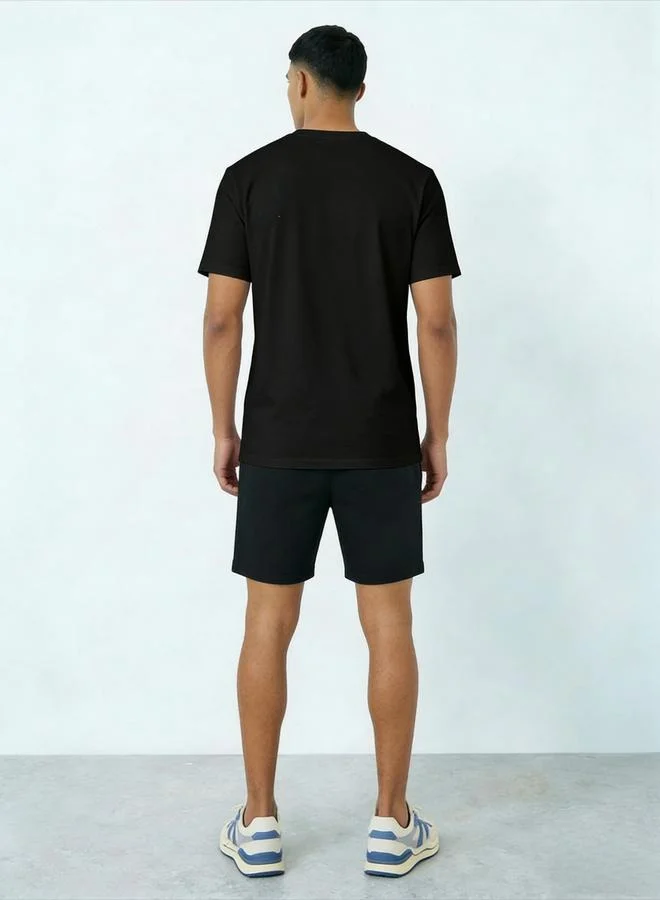 Take Two men's graphic print round neck short sleeve T-shirt with shorts set