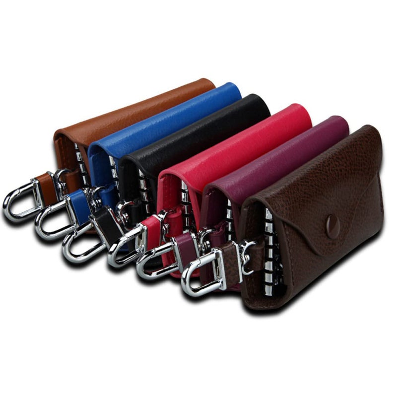 Brown Leather Car Key Pouch Durable Key Hanging Bag for Men Women Protects From Loss - Image 2