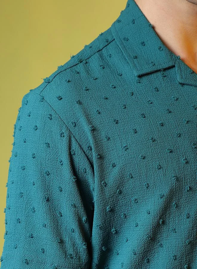 Campus Sutra Campus Sutra Dobby Regular Fit Shirt with Button Placket