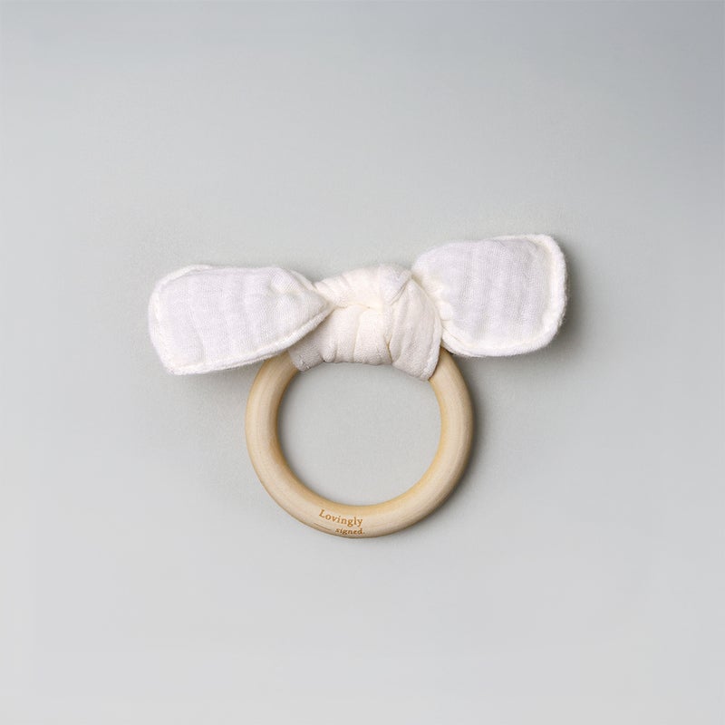 Lovingly Signed Bunny Ear Teether - White - Image 1