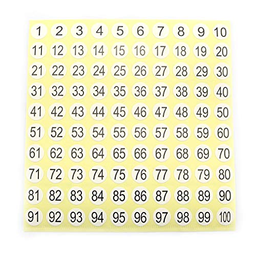 RLECS 30 Sheets Number Stickers 1 to 100 Self Adhesive Stickers Diameter 0.3 Inch Round Number Labels Small Garment Tags Home School Office Decoration - Image 2