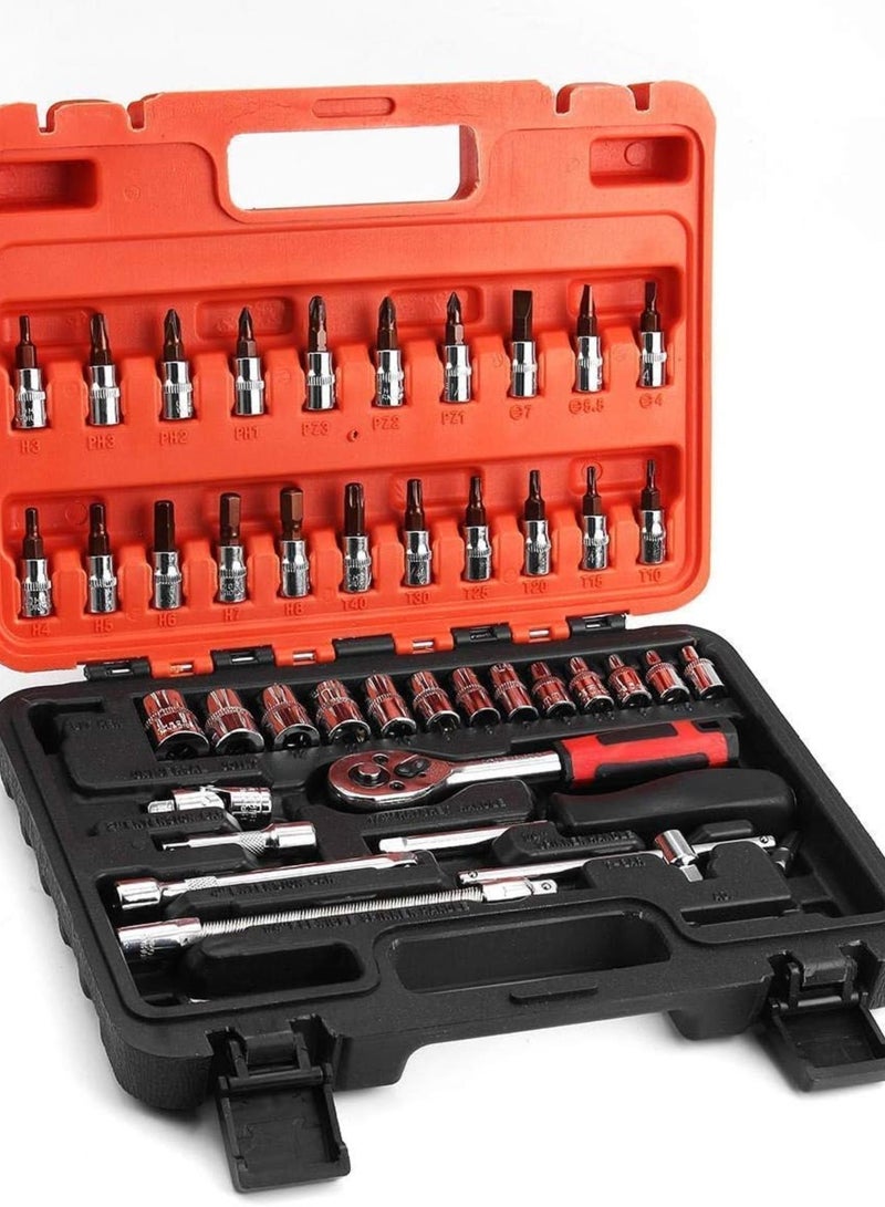 GGOOT Hand Tool Screwdriver Set 46Pcs 1/4 Inch Wrench Repair Tools Metric Socket Wrench Screw Kit Hardware Tool Kits Tool Kit  - Image 1