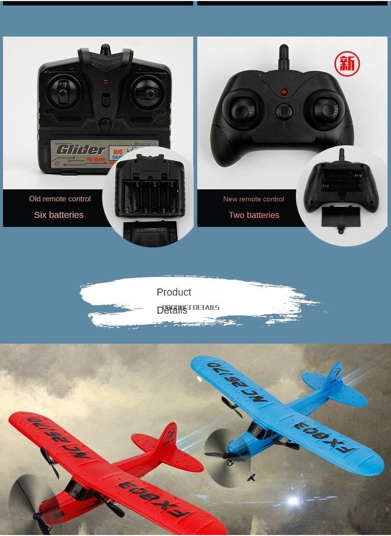 AROAQ RC Foam Aircraft Remote Control Airplane Foam Toys for Children FX803 With Box Blue  - Image 3