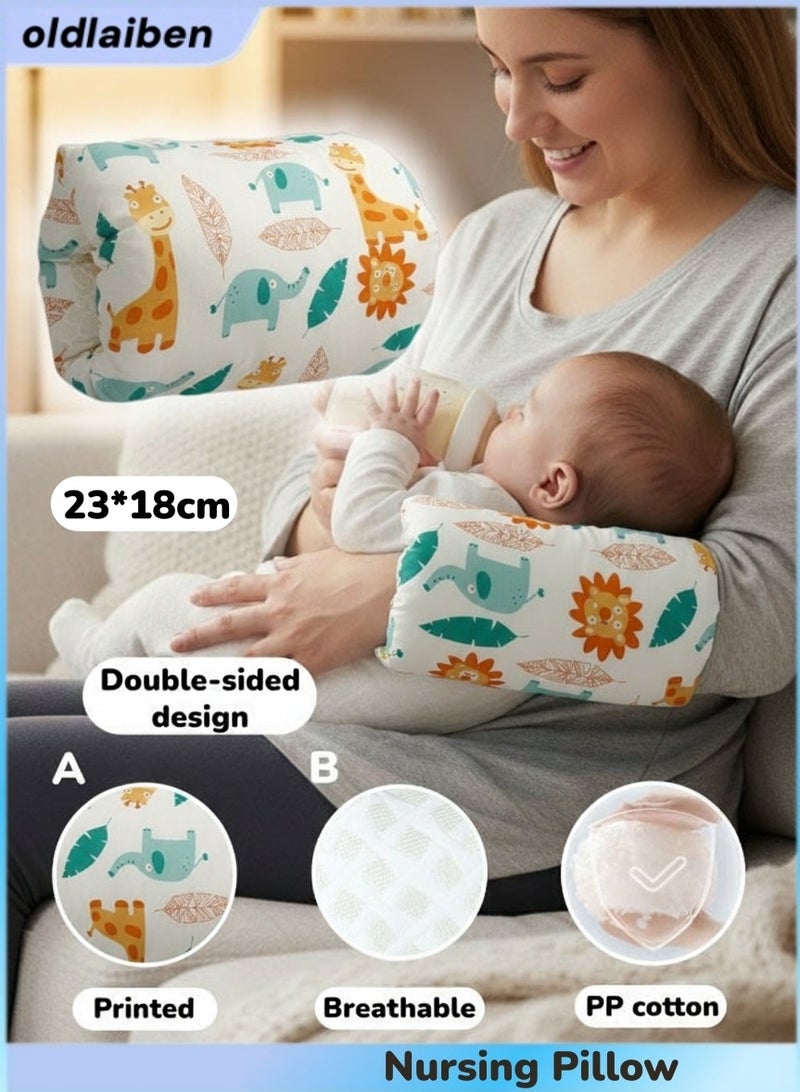 الدليبن وسادة رضاعة للأطفال، وسادة ذراع لإطعام الطفل، وسائد ذراع رضاعة من القطن الناعم لحديثي الولادة، وسائد رضاعة طبيعية لمزيد من الدعم للأم والطفل، محمولة وقابلة للغسل، مستلزمات رضاعة مريحة (حيوانات) - Image 1