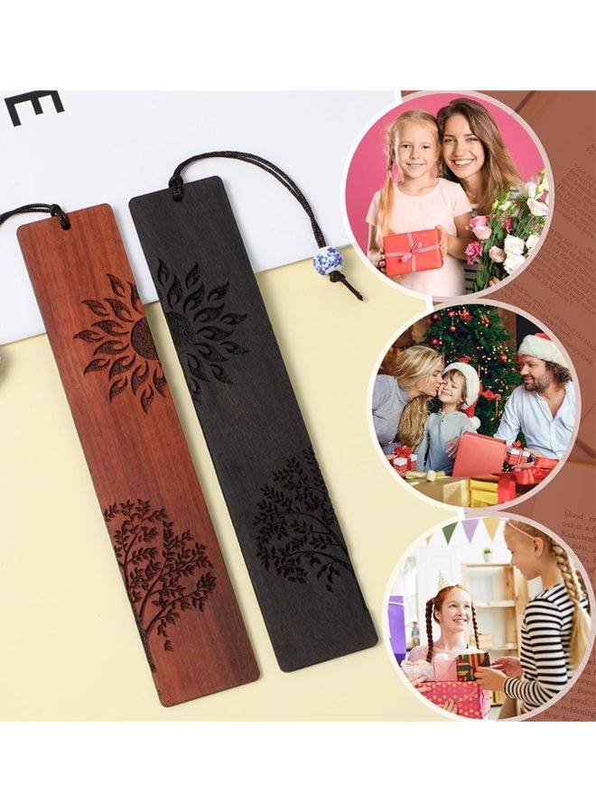 2 Pcs Wood Bookmark, Unique Bookmarks Gift for Men Women, Book Marks Accessories (Sun and Tree) - Image 3