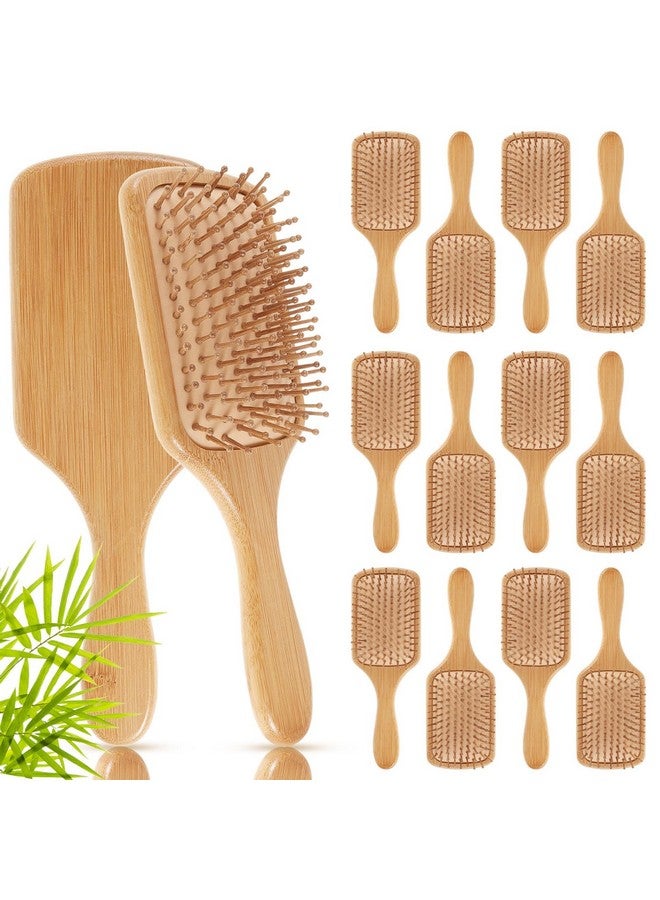 Tessco 12 Pieces Bamboo Hair Brushes For Women Bulk Paddle Brush Lightweight Massage Hair Brush Bamboo Bristles Anti Static For Homeless Women Men Kids Massage Scalp Styling Curly Long Hair (Natural) - Image 2
