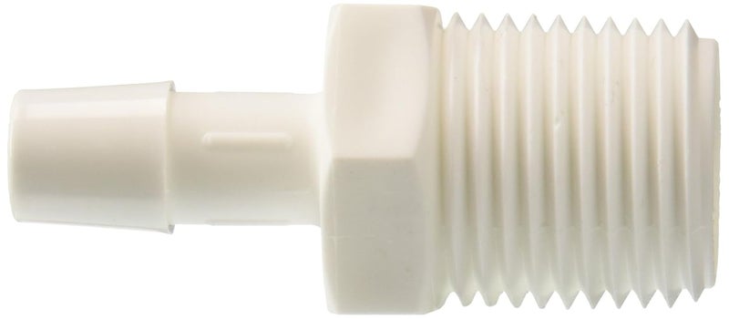 Eldon James A8-6WP White Polypropylene Adapter Fitting, 1/2-14 NPT to 3/8" Hose Barb (Pack of 10) - Image 2