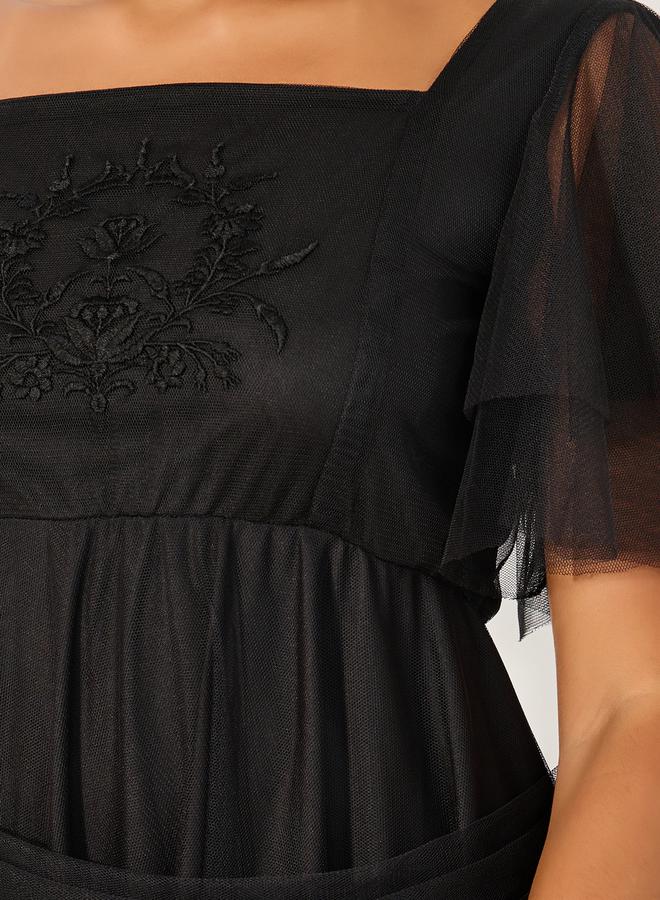 Styli Black Tulle Midi Dress  - Image 4