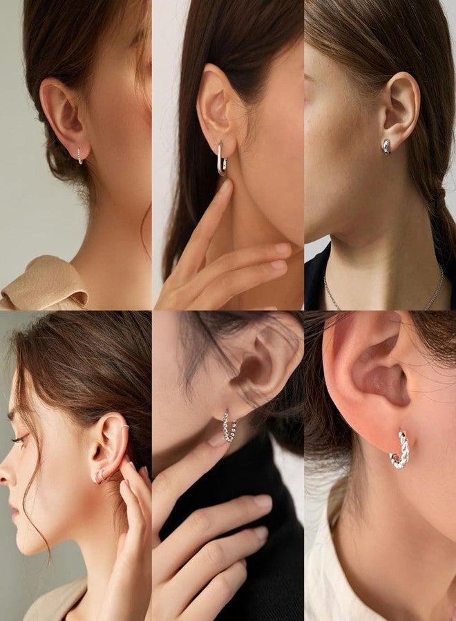 Tasiso Small Hoop Earrings for Women, 6 Pair 14K Gold Plated Huggie Hoop Earrings Lightweight Hypoallergenic Earring Set Cute Earrings Pack for Women Trendy Jewelry Gifts, 9 mm, 10 mm, 11 mm, 9 mm, 10 - Image 5
