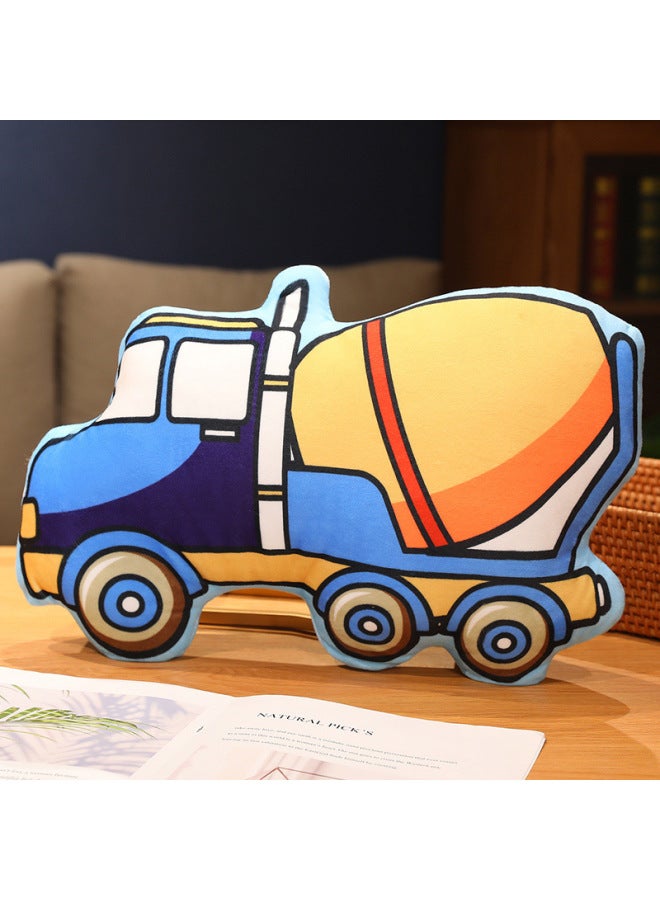 Cartoon Car Police Car Plush Toy Excavator Children Pillow Ambulance Doll Excavator Doll Birthday Gift-Color:Concrete Truck-Height:About 45cm - Image 1