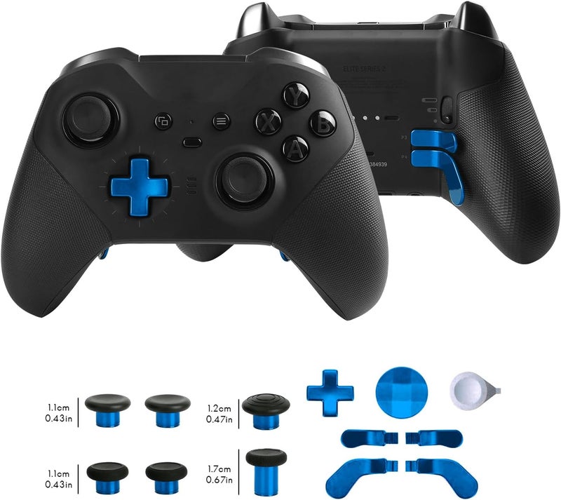 marspell 13 in 1 Metal Thumbsticks for Xbox One Elite Series 2, Elite Series 2 Core Controller Parts, Gaming Accessory Replacement, Metal Mod 6 Swap Joysticks, 4 Paddles, 2 D-Pads, 1 Tool(Plating Blue) - Image 2