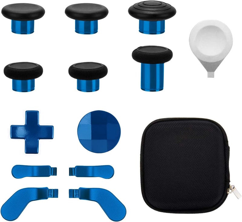 marspell 13 in 1 Metal Thumbsticks for Xbox One Elite Series 2, Elite Series 2 Core Controller Parts, Gaming Accessory Replacement, Metal Mod 6 Swap Joysticks, 4 Paddles, 2 D-Pads, 1 Tool(Plating Blue) - Image 1