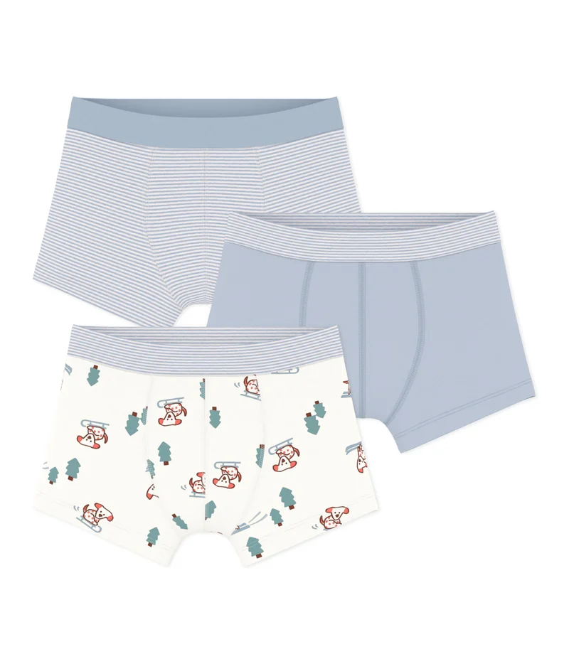 بيتي باتو Pack Of Children's Boxer Shorts In Printed Cotton With Covered Waistbands