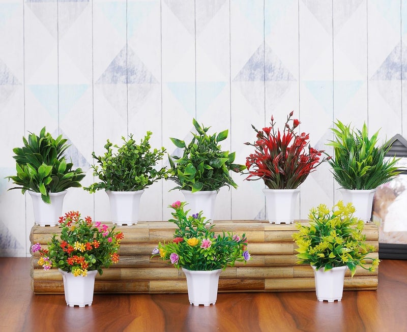 Dekorly Small Multicolour Artificial Plant Pack of 8 - Image 1