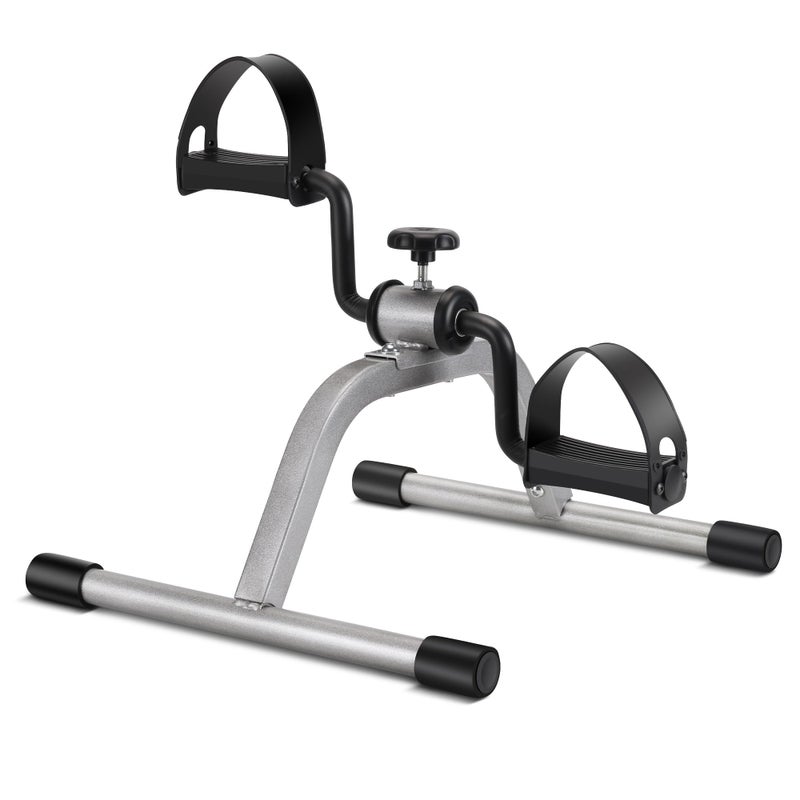 RYGEO Pedal Exerciser Mini Exercise Bike for Leg and Arm Recovery Exercise Lightweight and Portable Floor Bike(Silver) - Image 1