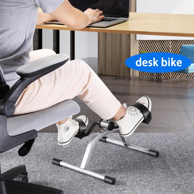 RYGEO Pedal Exerciser Mini Exercise Bike for Leg and Arm Recovery Exercise Lightweight and Portable Floor Bike(Silver) - Image 5
