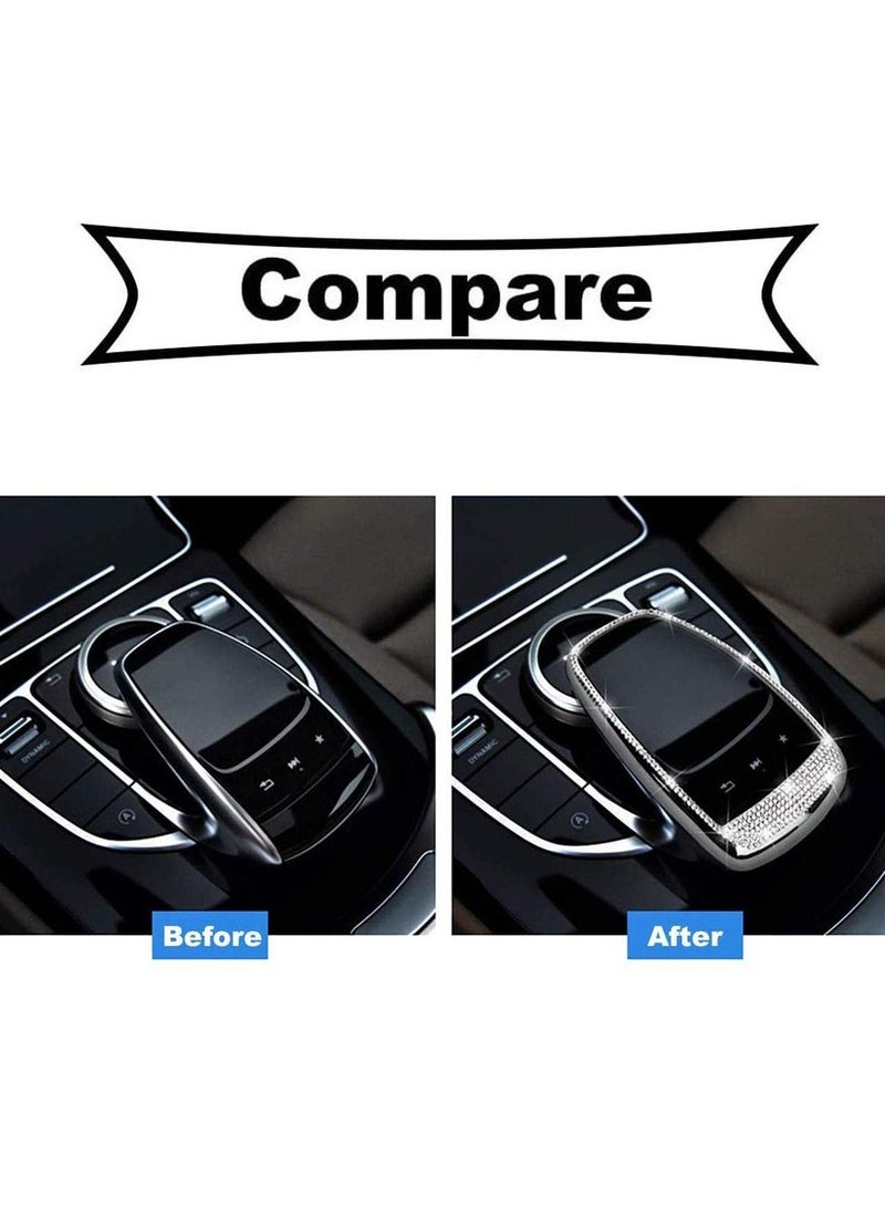 SYOSI Center Control Multimedia Button Bling Crystal Emblem Cover for Mercedes Benz C Class C300 E Class E300, Shiny Interior Decoration Accessories Sticker  - Image 2