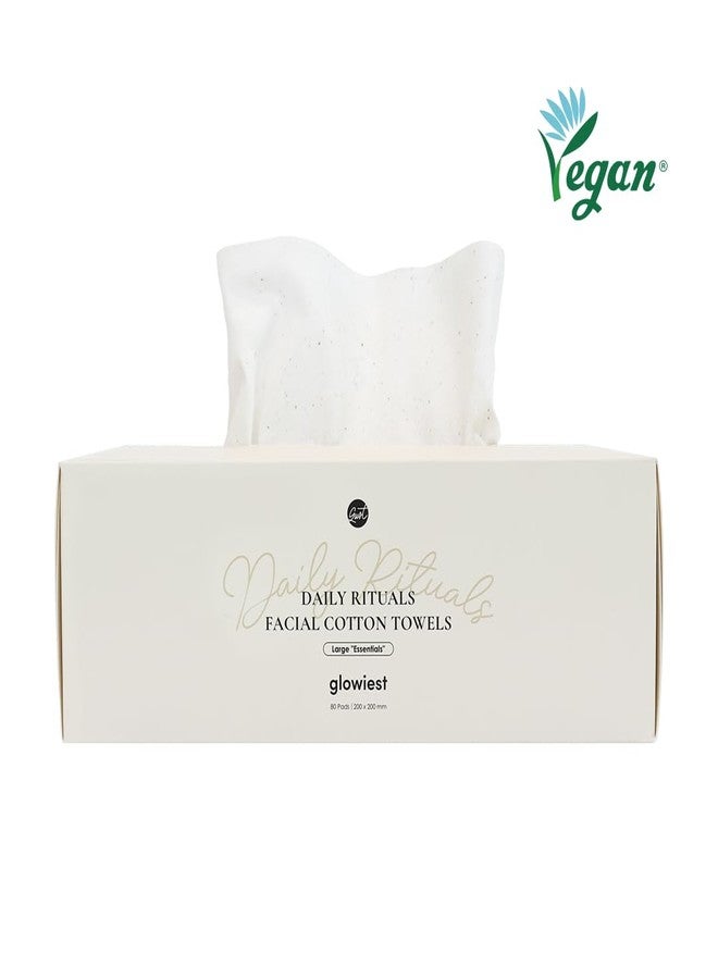 glowiest Daily Ritauls Facial Cotton Towels - Large Essentials, Biobased Face Towel, Disposable Face Towelette, Makeup Remover Dry Wipes, 1 Pack, 80 Ct - Image 2