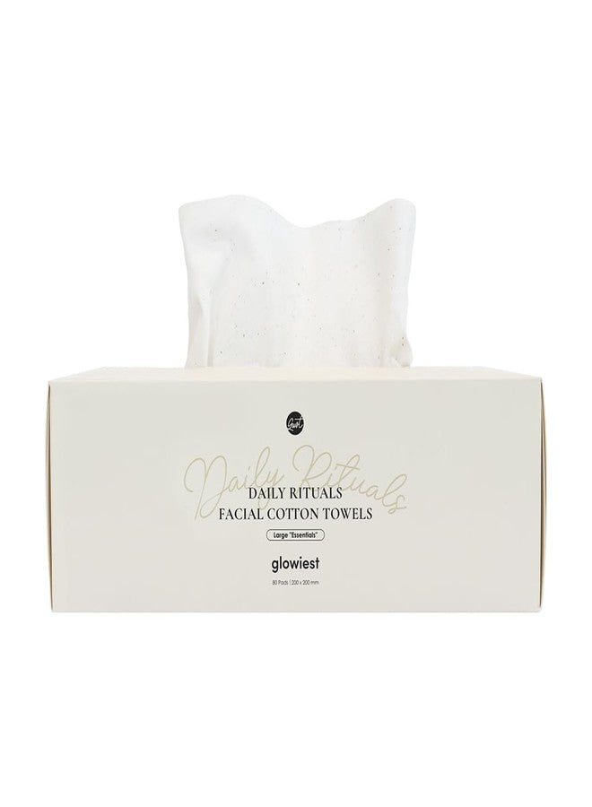 glowiest Daily Ritauls Facial Cotton Towels - Large Essentials, Biobased Face Towel, Disposable Face Towelette, Makeup Remover Dry Wipes, 1 Pack, 80 Ct - Image 1
