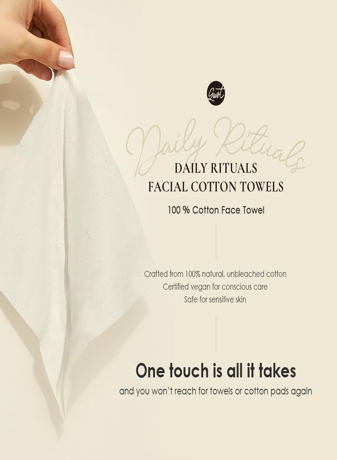 glowiest Daily Ritauls Facial Cotton Towels - Large Essentials, Biobased Face Towel, Disposable Face Towelette, Makeup Remover Dry Wipes, 1 Pack, 80 Ct - Image 4