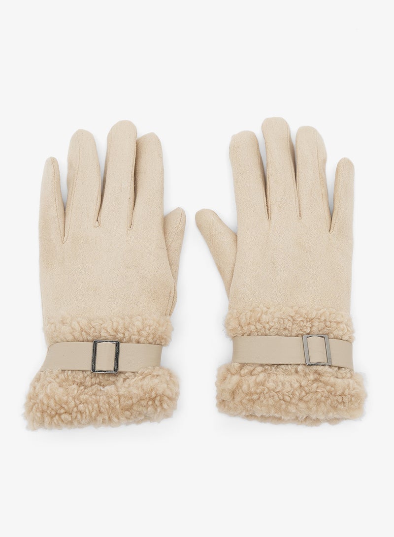 ELLA Plush Winter Gloves with Faux Fur Cuff - Image 1