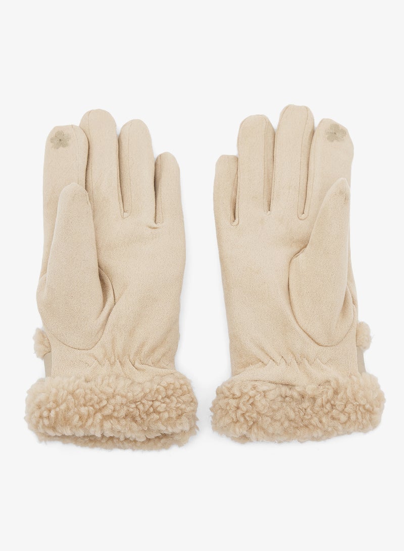 ELLA Plush Winter Gloves with Faux Fur Cuff - Image 2