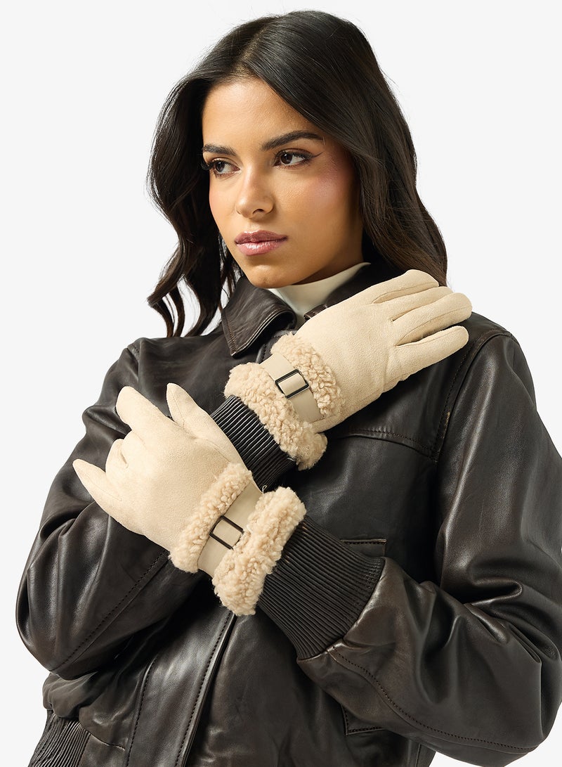 ELLA Plush Winter Gloves with Faux Fur Cuff - Image 4
