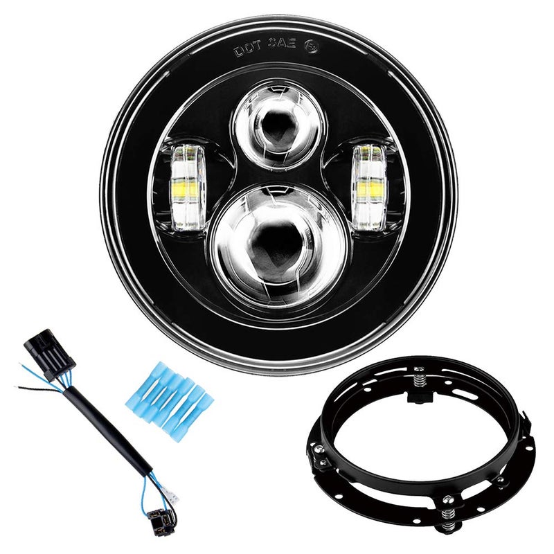 SUNPIE 7 inch Head light Black Compatible with H_arley Street GlideTriElectra Glide Compatible with Road King Softail Deluxe Heritage with Mount Bracket