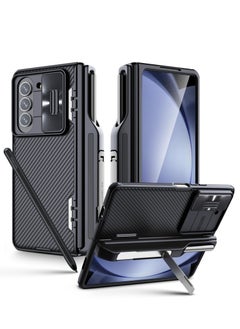 Aookay Case for Samsung Galaxy Z Fold 5, with Pen Holder and Slide Camera Cover, Creative Hinge Protection, Hidden Kickstand, Protective Phone Case. Not Include the Pen.  - Image 1