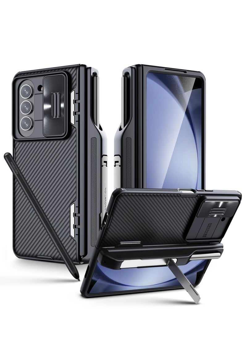 Aookay - Case for Samsung Galaxy Z Fold 5, with Pen Holder and Slide Camera Cover, Creative Hinge Protection, Hidden Kickstand, Protective Phone Case. Not Include the Pen. - Image 1