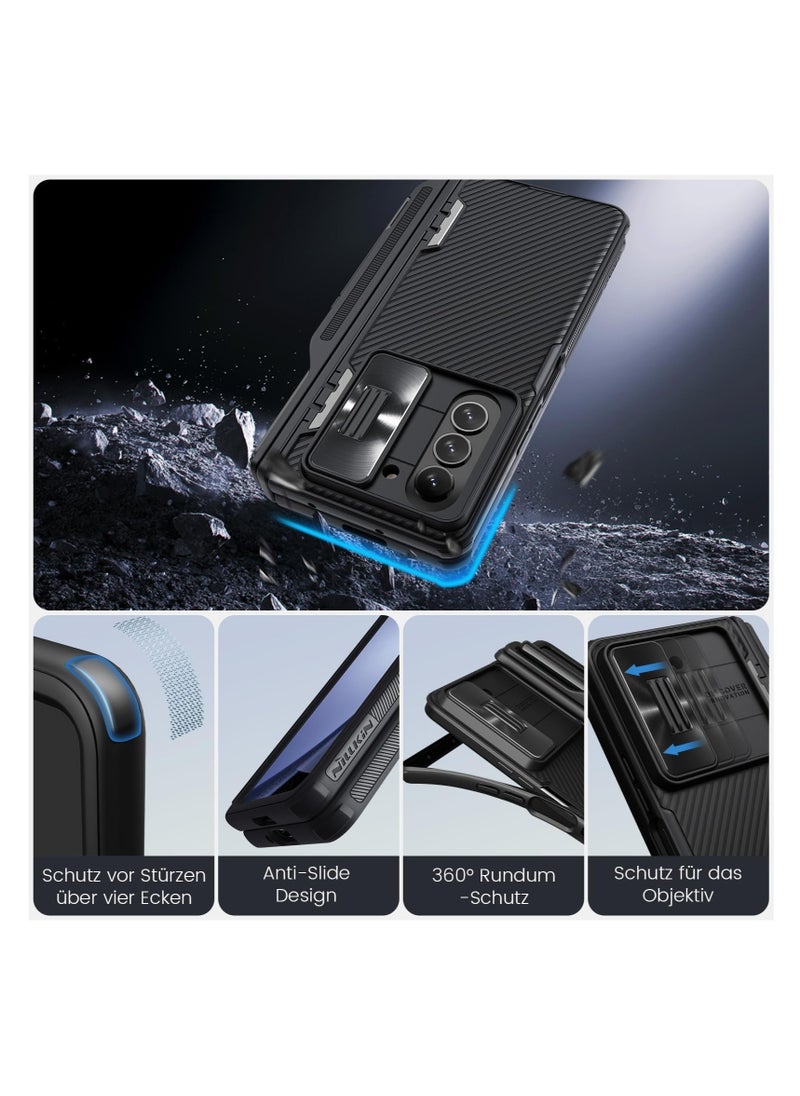 Aookay - Case for Samsung Galaxy Z Fold 5, with Pen Holder and Slide Camera Cover, Creative Hinge Protection, Hidden Kickstand, Protective Phone Case. Not Include the Pen. - Image 1