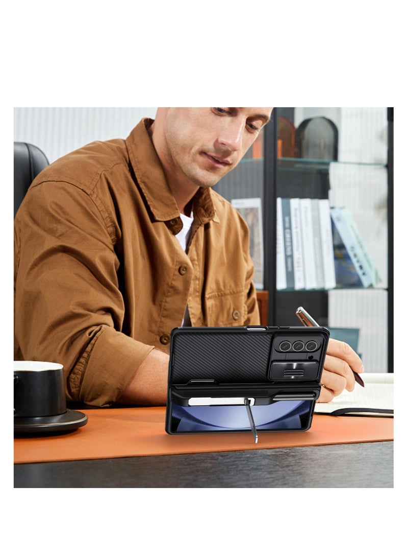 Aookay - Case for Samsung Galaxy Z Fold 5, with Pen Holder and Slide Camera Cover, Creative Hinge Protection, Hidden Kickstand, Protective Phone Case. Not Include the Pen. - Image 1