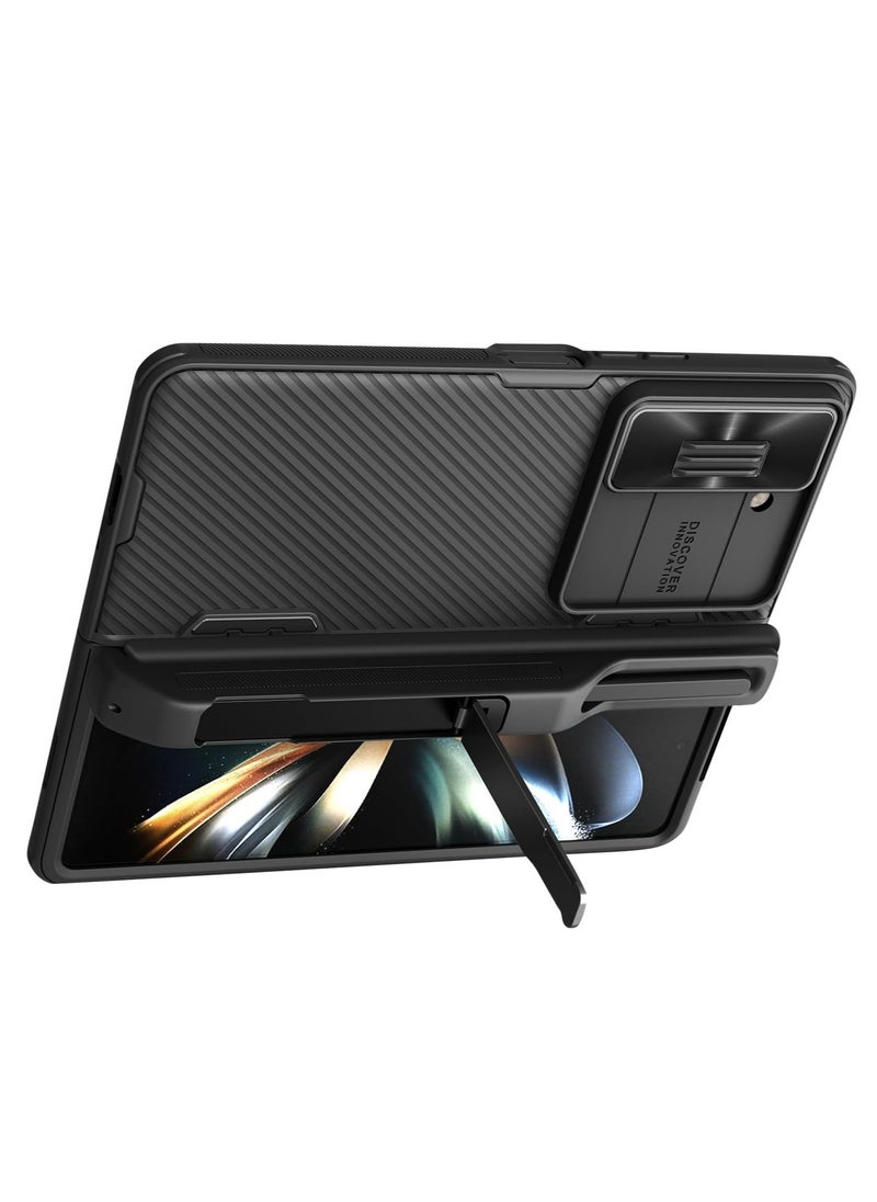 Aookay - Case for Samsung Galaxy Z Fold 5, with Pen Holder and Slide Camera Cover, Creative Hinge Protection, Hidden Kickstand, Protective Phone Case. Not Include the Pen. - Image 1