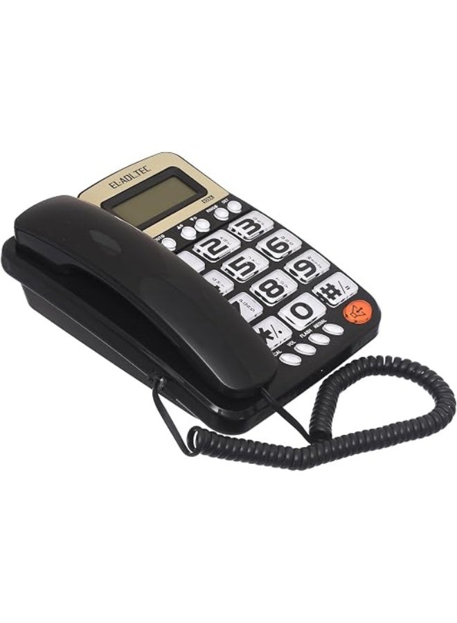 Corded landline phone with caller ID display and calculator, keypad, plastic casing, black - Image 2