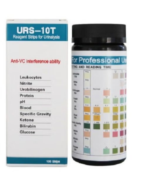 URS-10T Reagent for Urinalysis 100 Pieces Contain Leukocytes Nitrite Urobilinogen Protein pH Specific Gravity Ketone Bilirubin Glucose Test Analysis Urine Test Strips